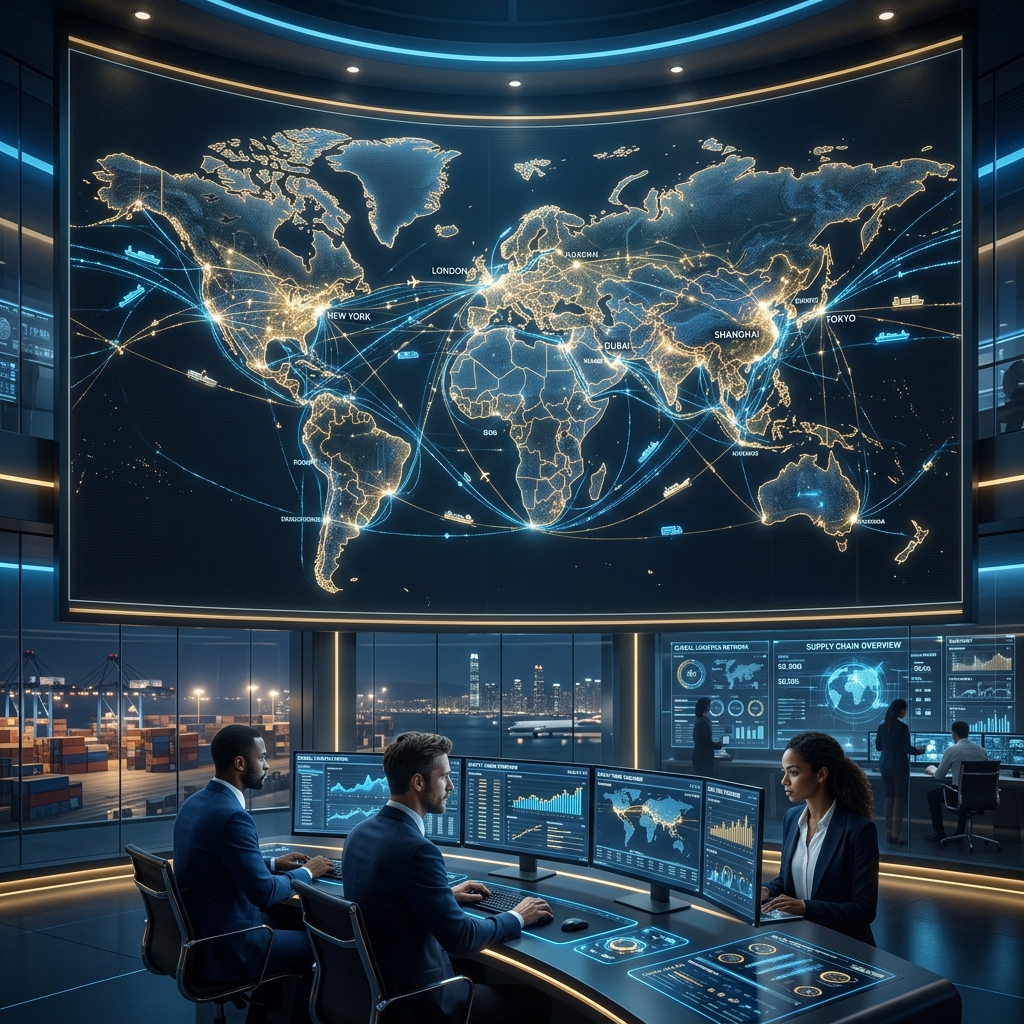 글로벌 공급망 및 물류 시각화 이미지